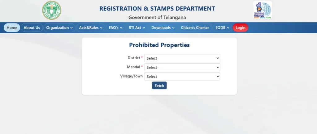 prohibited properties telangana